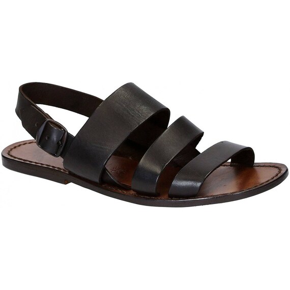 Brown Leather Sandals Handmade in Italy for Men display picture 1