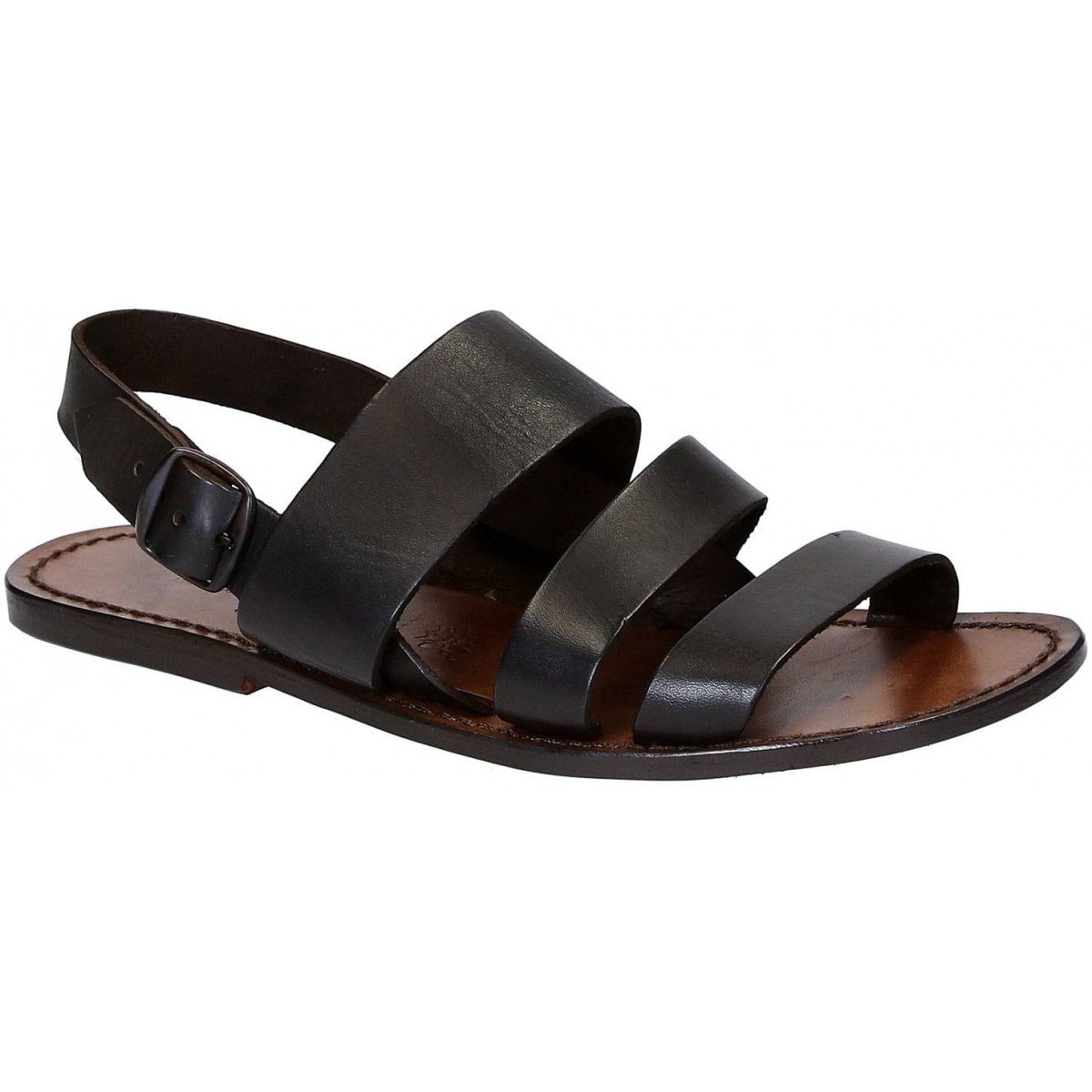 Brown Leather Sandals Handmade in Italy for Men display picture 1