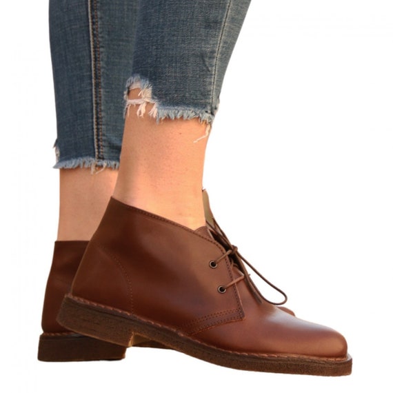 A&M Italy Dark Brown Leather women Chukka Boots Women main image 3