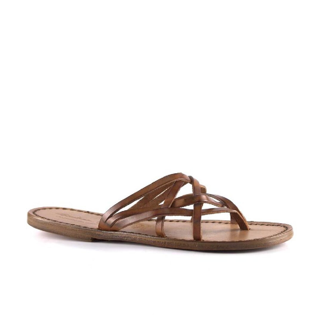 Gianluca Women's Leather Slide Sandals - Handmade In Italy, Vegetable Tanned, Leather Sole - View #13