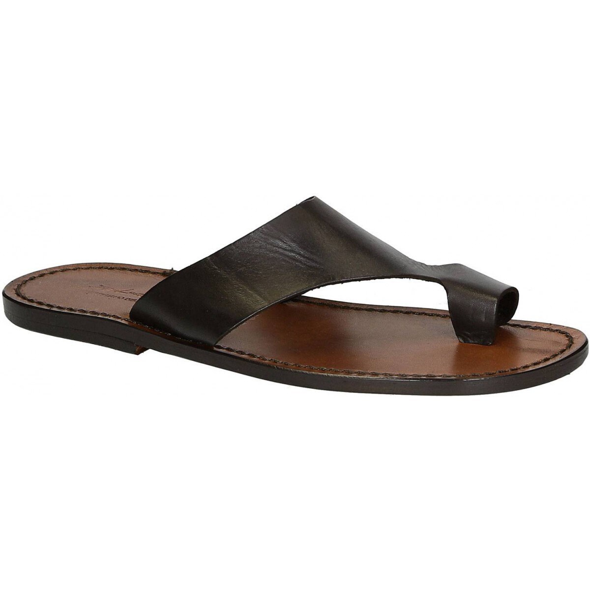 Brown Leather Thong Sandals for Men Handmade in Italy  display picture 1