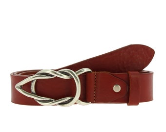 Vegetable tanned leather belt with casual metal buckle - Artigiani del Cuoio