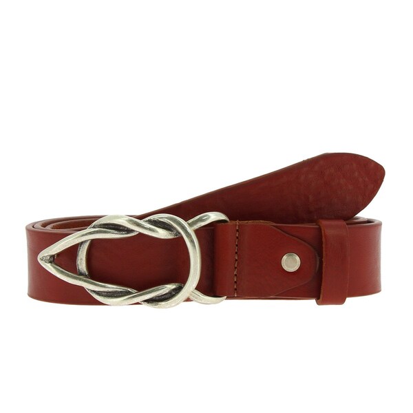 Vegetable tanned leather belt with casual metal buckle - Artigiani del Cuoio