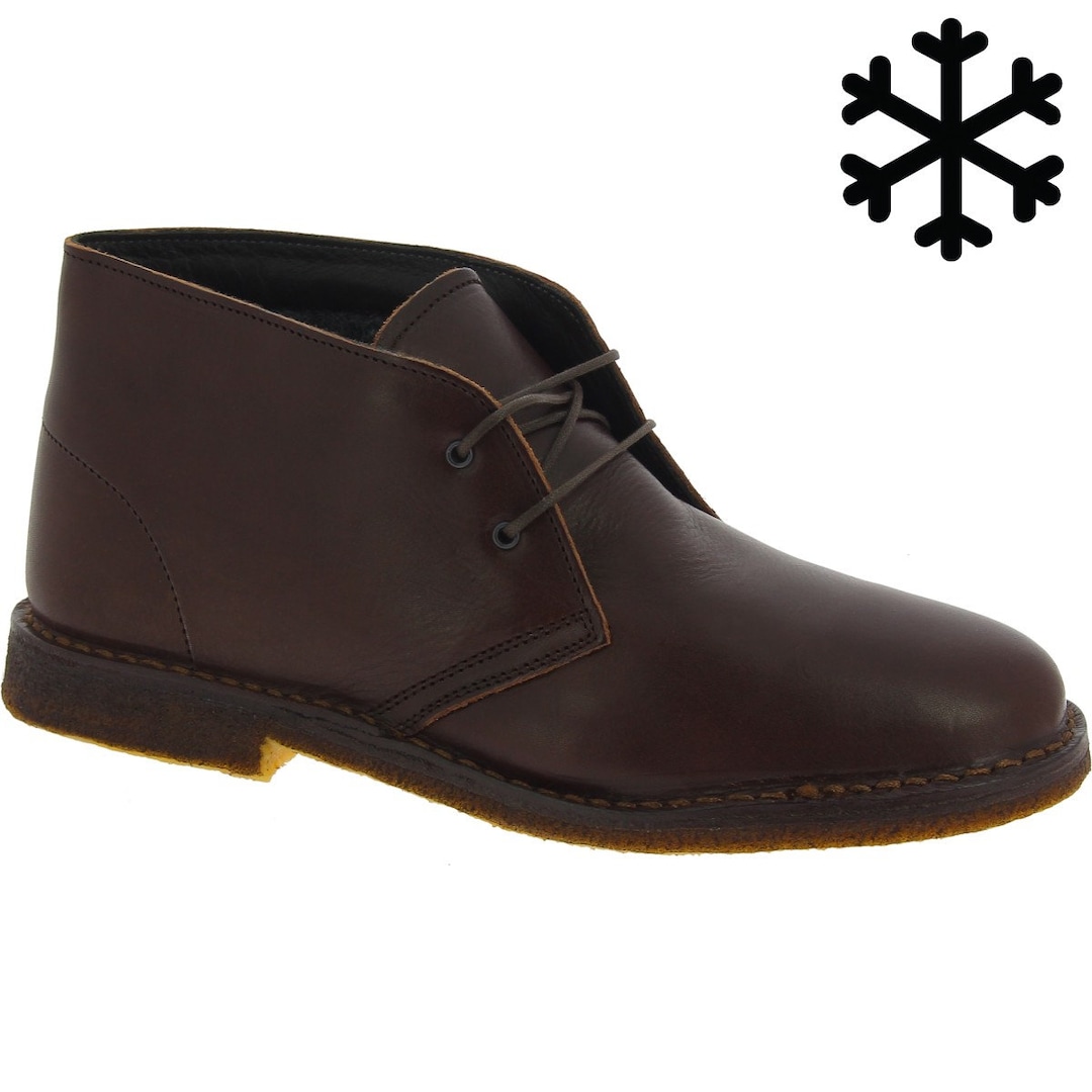 Men's Dark Brown Leather Chukka Boots With Winter Lining L'artigiano ...