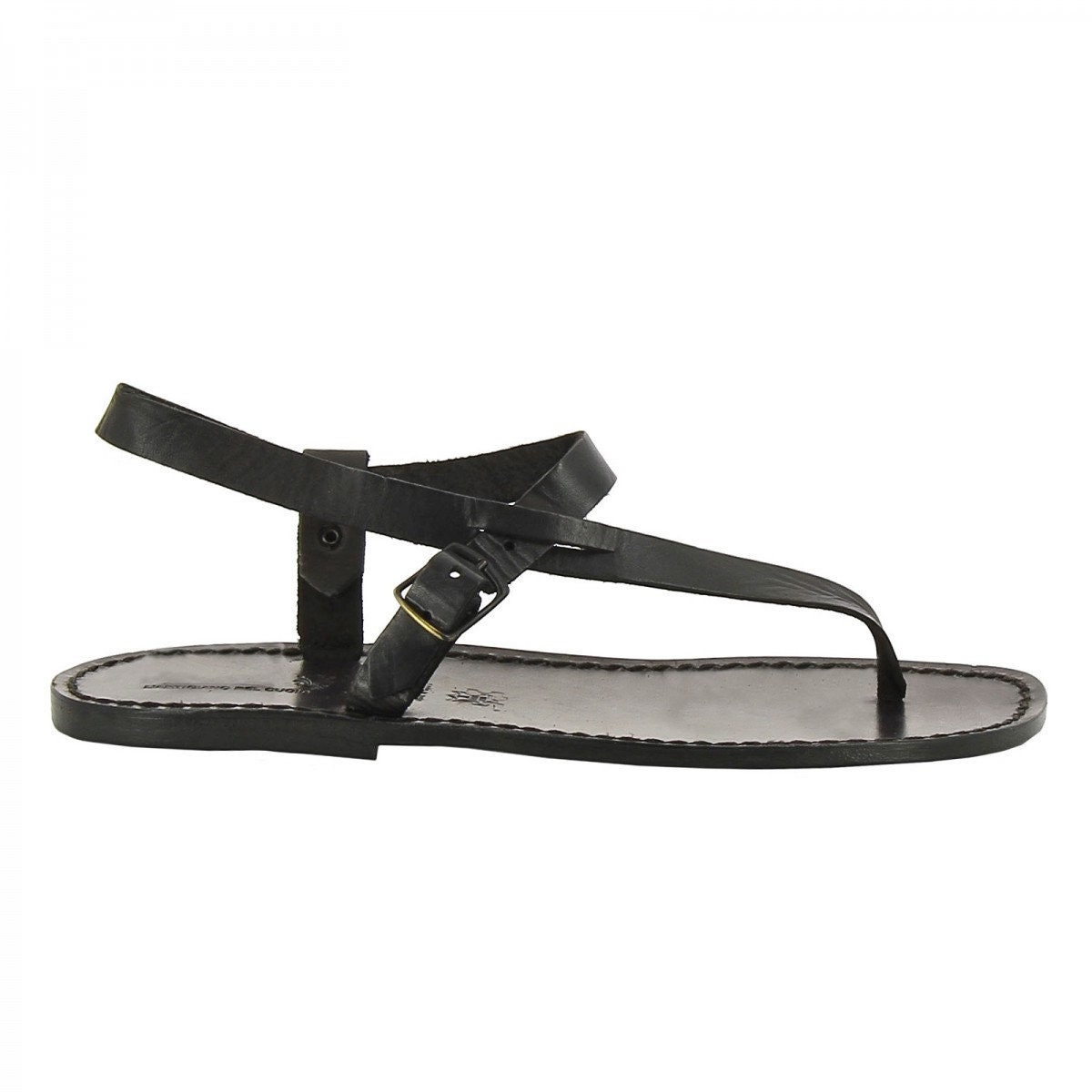Handgemaakte zwarte leren flip-flop sandalen Gianluca De - Etsy Nederland