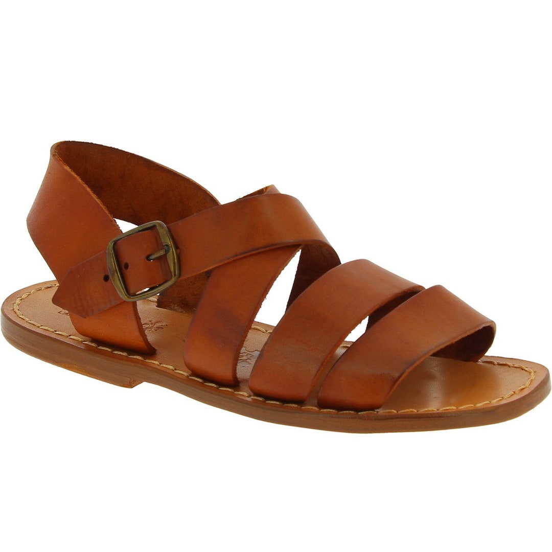 Handmade Men's Sandals in Tan Leather Made in Italy Gianluca L ...