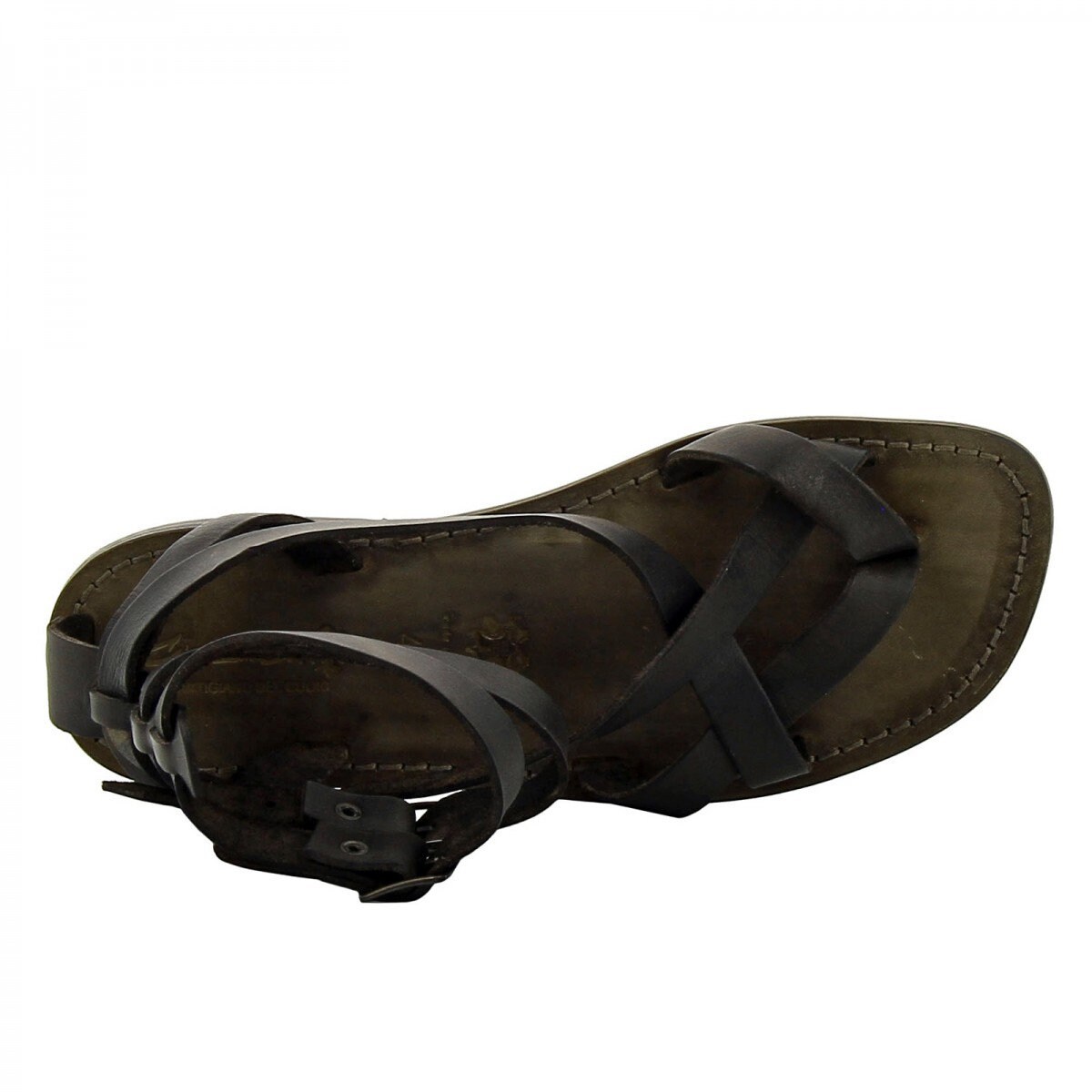 Atollo Mens 14 D Black Leather Gladiator Slingback Sandals Made in Italy Handcrafted High Leather Gladiator Sandals main image 2