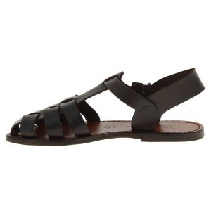 Dark Brown Flat Sandals for Women Real Leather Handmade in Italy ...