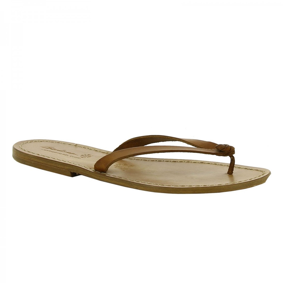 Handmade brown leather flip flops for women Gianluca Etsy