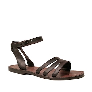 Brown leather franciscan sandals for womens handmade in Italy | Gianluca - L'artigiano del cuoio