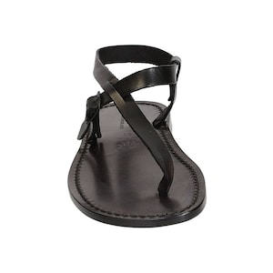 Handmade Black Leather Thong Sandals for Men Gianluca L'artigiano Del ...