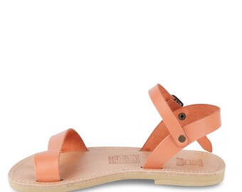 Kinderslippers in oranje kalfshuid gesp sluiting Schoenen Jongensschoenen Sandalen Attica sandalen 