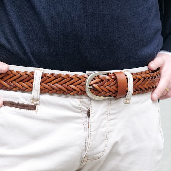 Braided Vegan Leather Belt (U415) Camel Braided Vegan Leather Belt (U415) main image 4