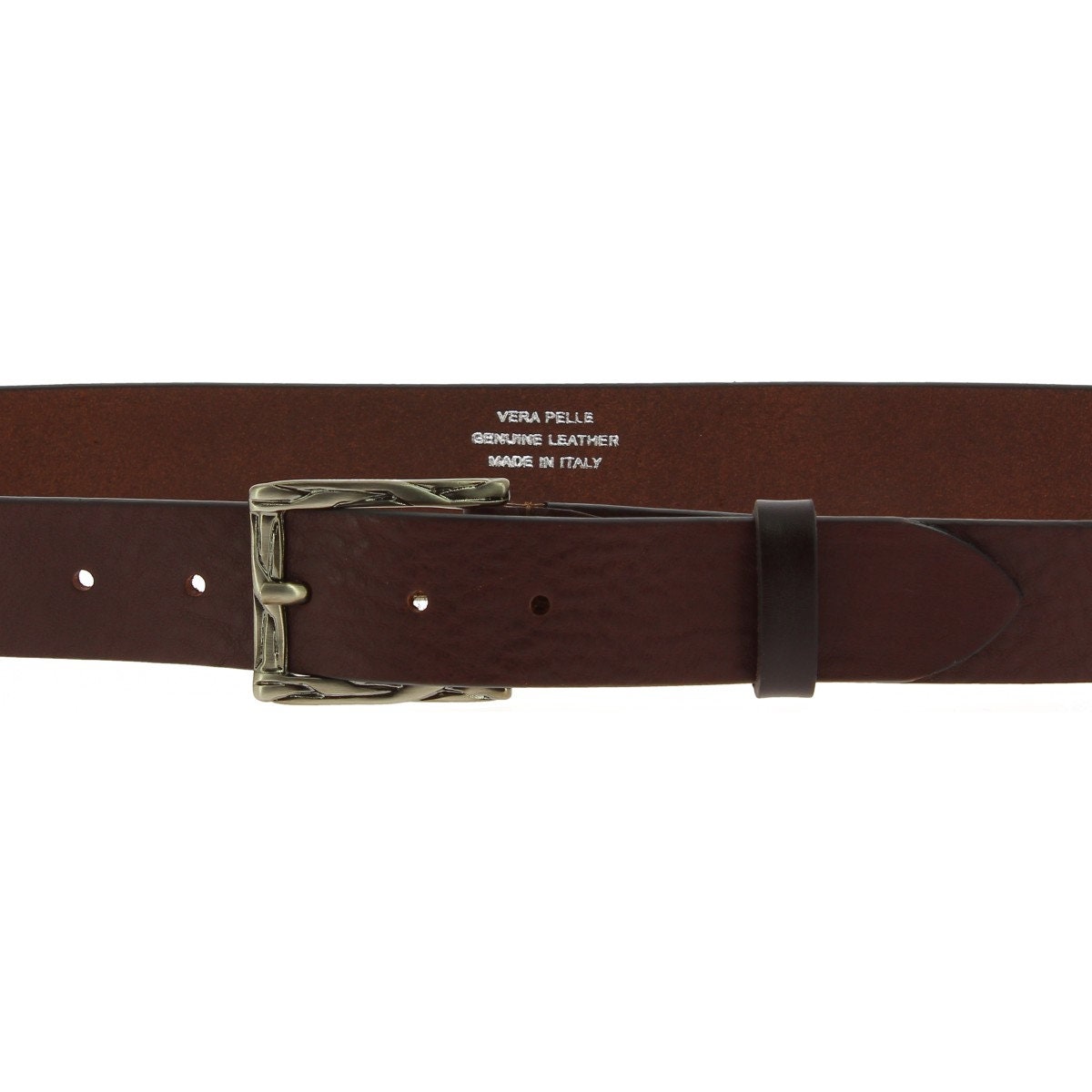 Vera Pelle Genuine Leather Belt Made in Italy Genuine leather belt for man RONDA, DARK BROWN colour  main image 4