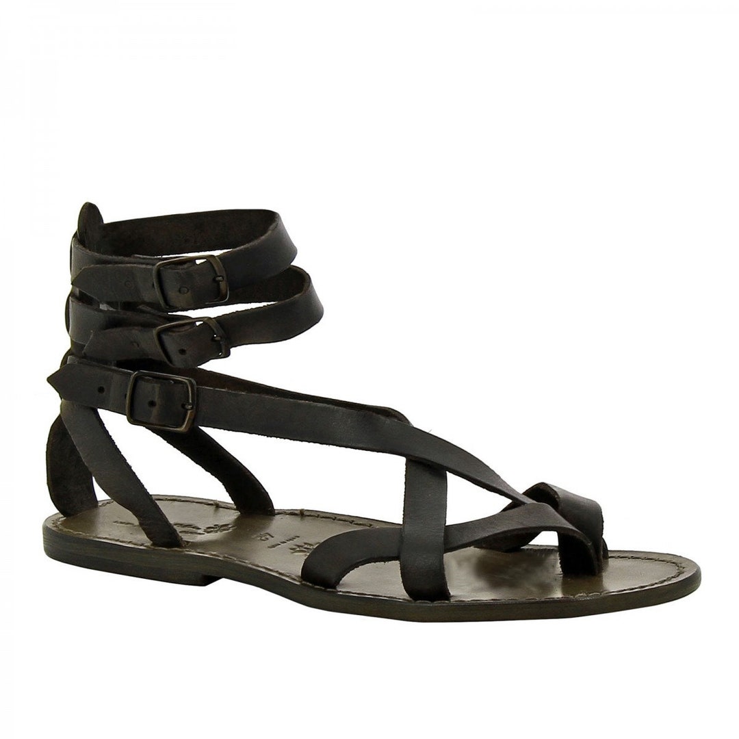 Men's Black Gladiator Sandals Handmade in Italy Gianluca L'artigiano ...