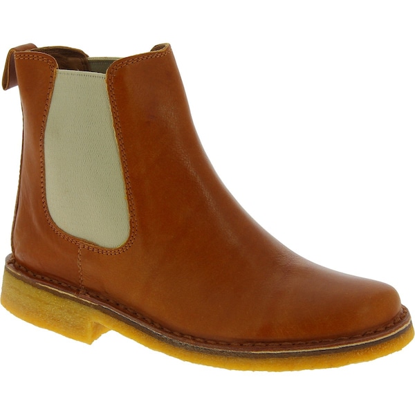 Women tan leather chelsea boot with natural rubber sole | L'artigiano Florence