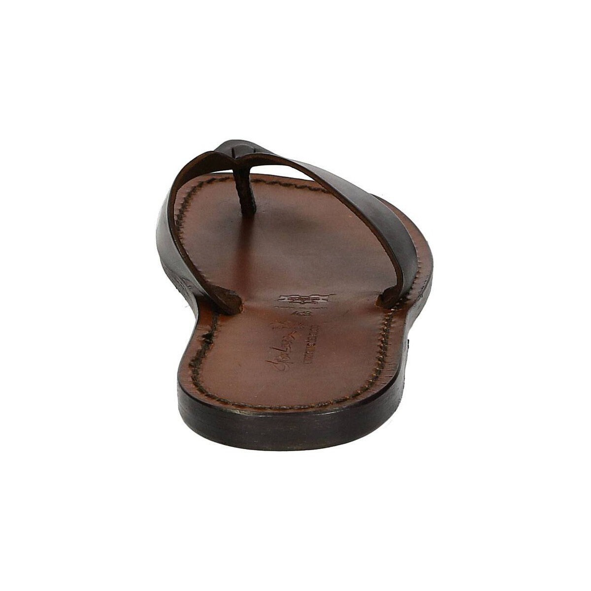Referdinando Italian Leather Thong Sandals Men\'s Marked EU 44  Men\'s US 10-10.5. Mens Brown Leather Thong Sandals Handmade in Italy  main image 2