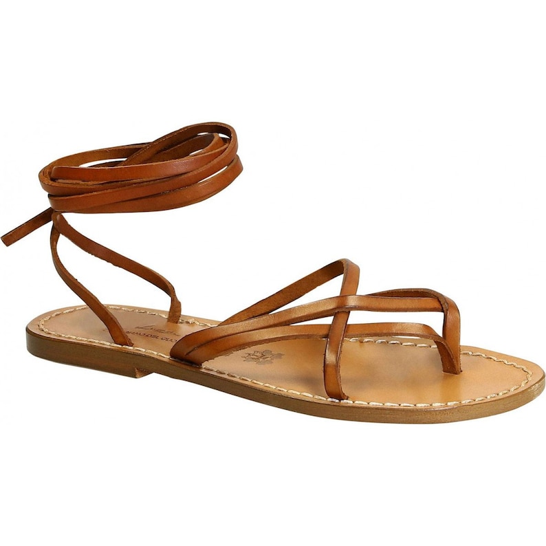 Women's vintage cuir strappy leather sandals handmade in Italy Gianluca L'artigiano del cuoio image 2