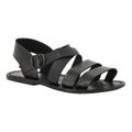 Handmade in Italy mens sandals in black leather | Gianluca - L'artigiano del cuoio