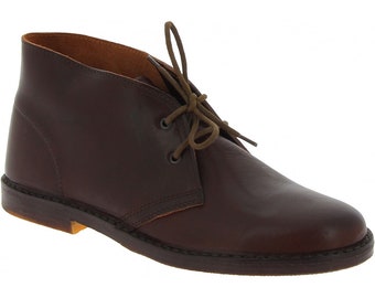 Women's dark brown leather chukka boots handmade in Italy | L'artigiano Florence