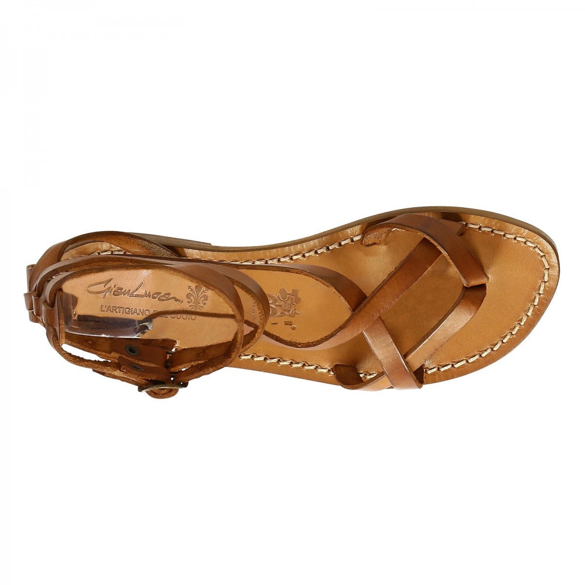 Gianluca Handmade Italian Leather Sandals – Women's Strappy Vintage Cuir, Vegetable Tanned, Made In Italy - View #8