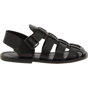 Handmade Men's Fisherman Sandals in Black Leather Made in Italy ...