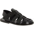 Handmade men's fisherman sandals in black leather Made in Italy | Gianluca - L'artigiano del cuoio
