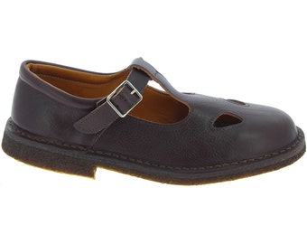 Chaussures salomé femme en cuir marron foncé artisanales fabriqué