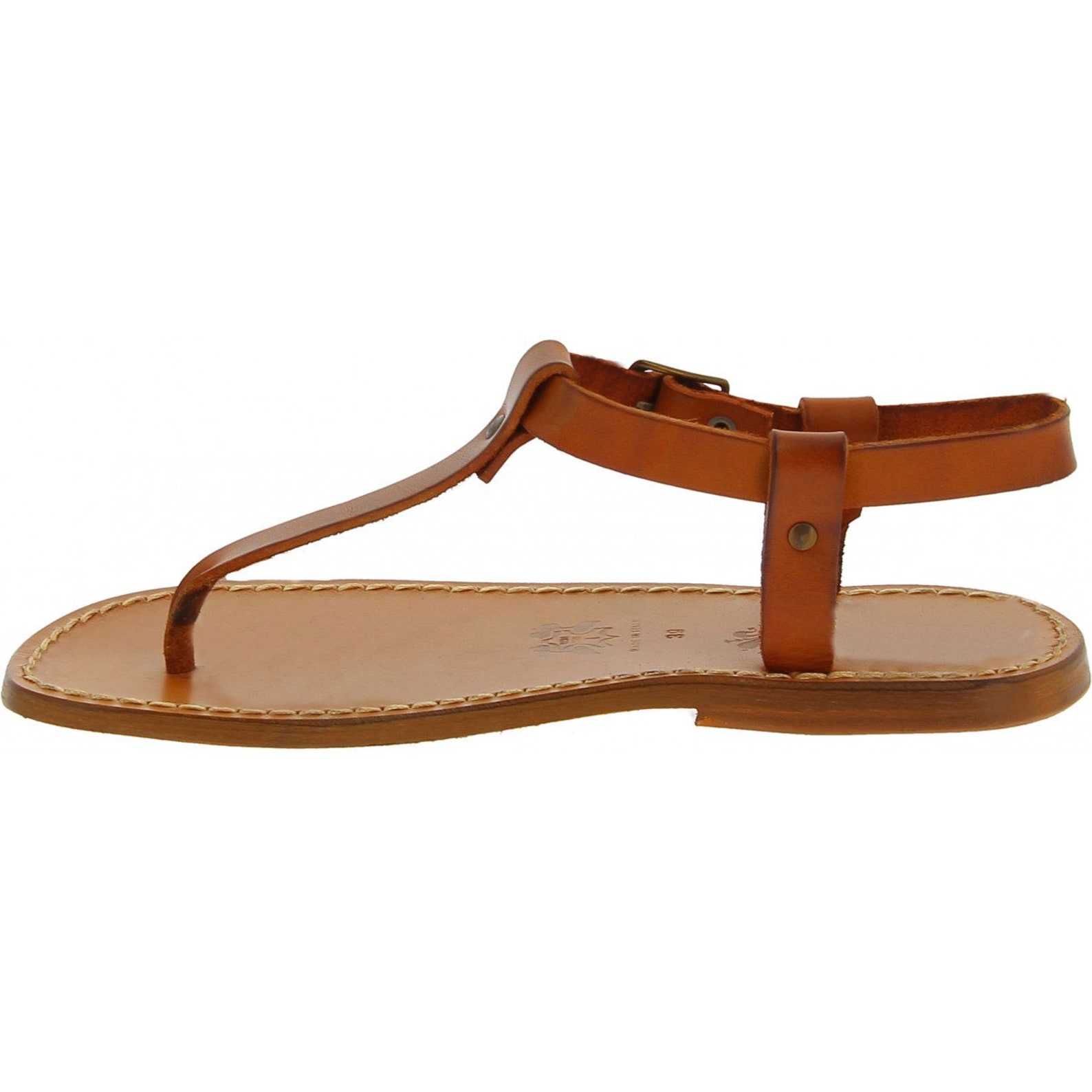 Handmade men's tan leather thong sandals Gianluca | Etsy