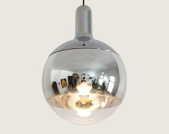 Rare Large Mirror Glass Ball Pendant Light, prod. by Staff, Germany 1970s