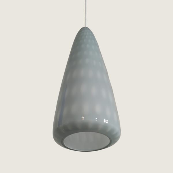 Grey 'Optica' Mid-Century Modern Glass Pendant Light by Jo Hammerborg, prod. by Fog & Mørup, Denmark 1960s