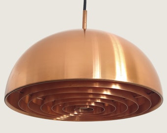 Vintage Copper Dome Suspension Light, Scandinavia 1960s