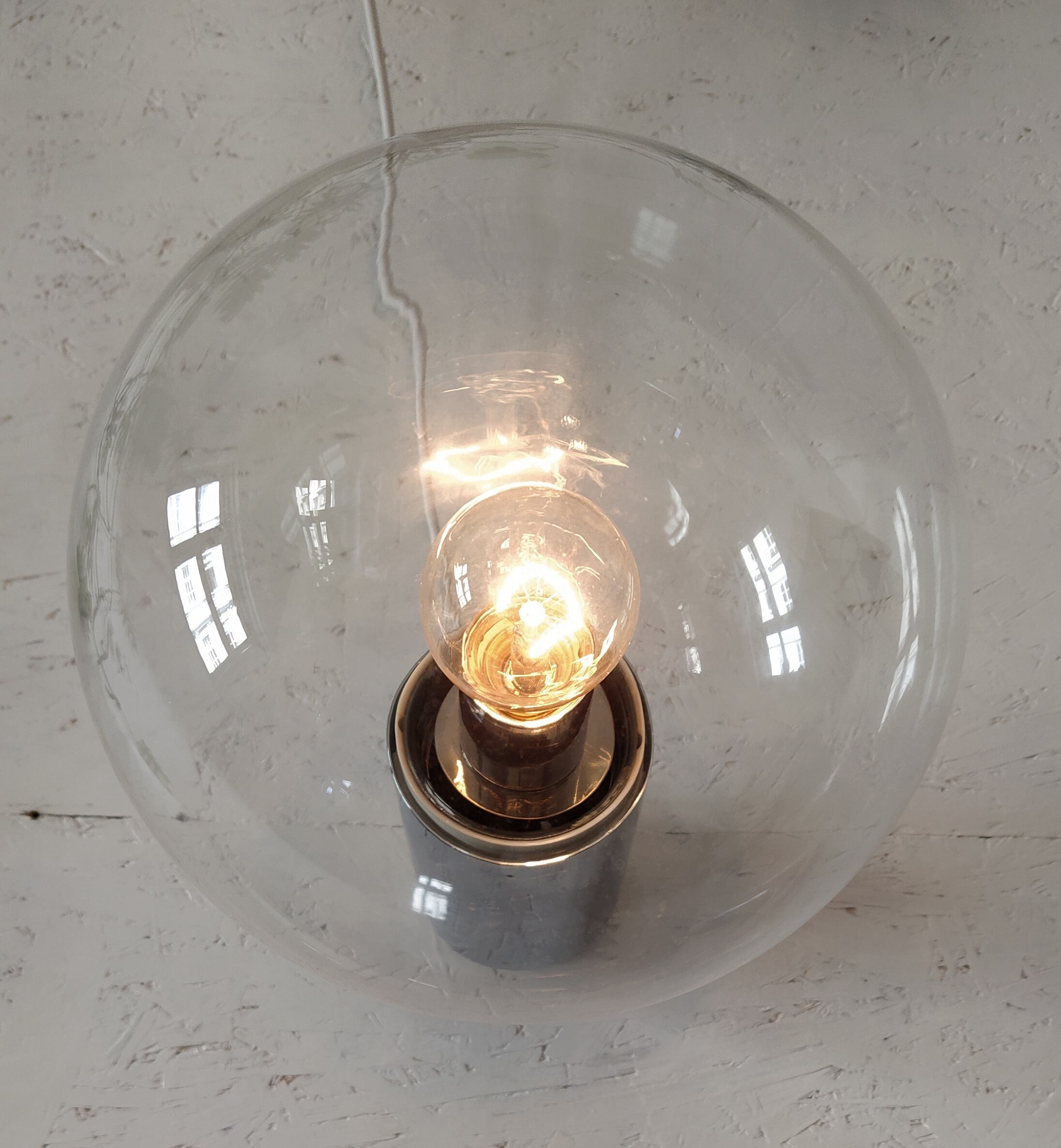 Große Chrom und klares Glas Kugel Deckenleuchte von Motoko | Etsy