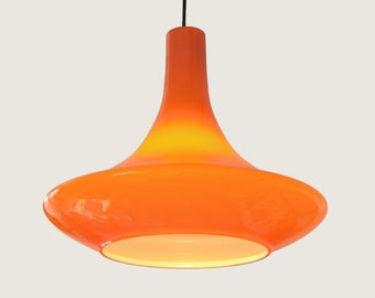 Oranje Space Age Tulp Glazen Hanglamp, art. door Peill & Putzler, Duitsland, jaren 70