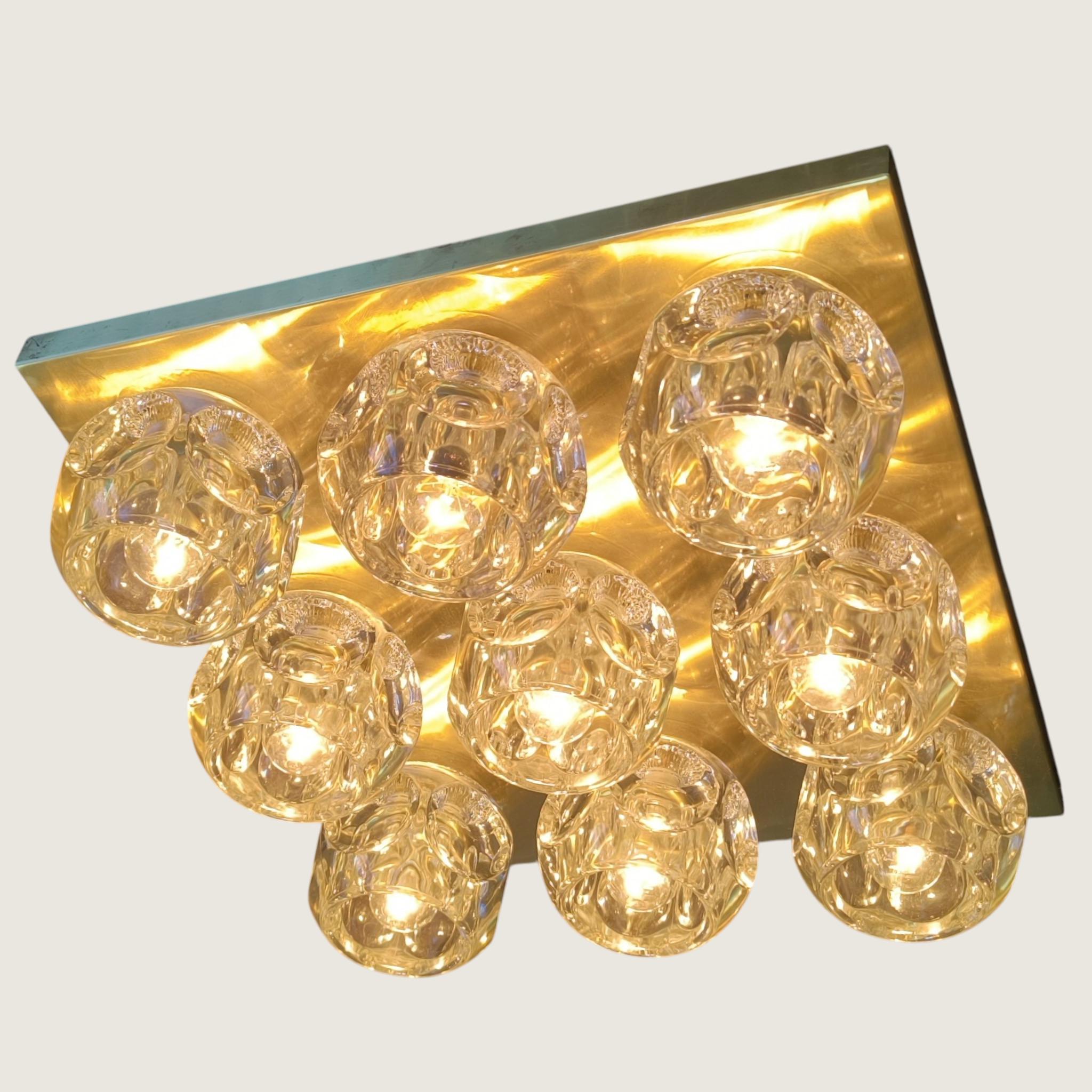 Large Modernist Glass Cubes Ceiling Fixture Light, Prod. by Peill ...