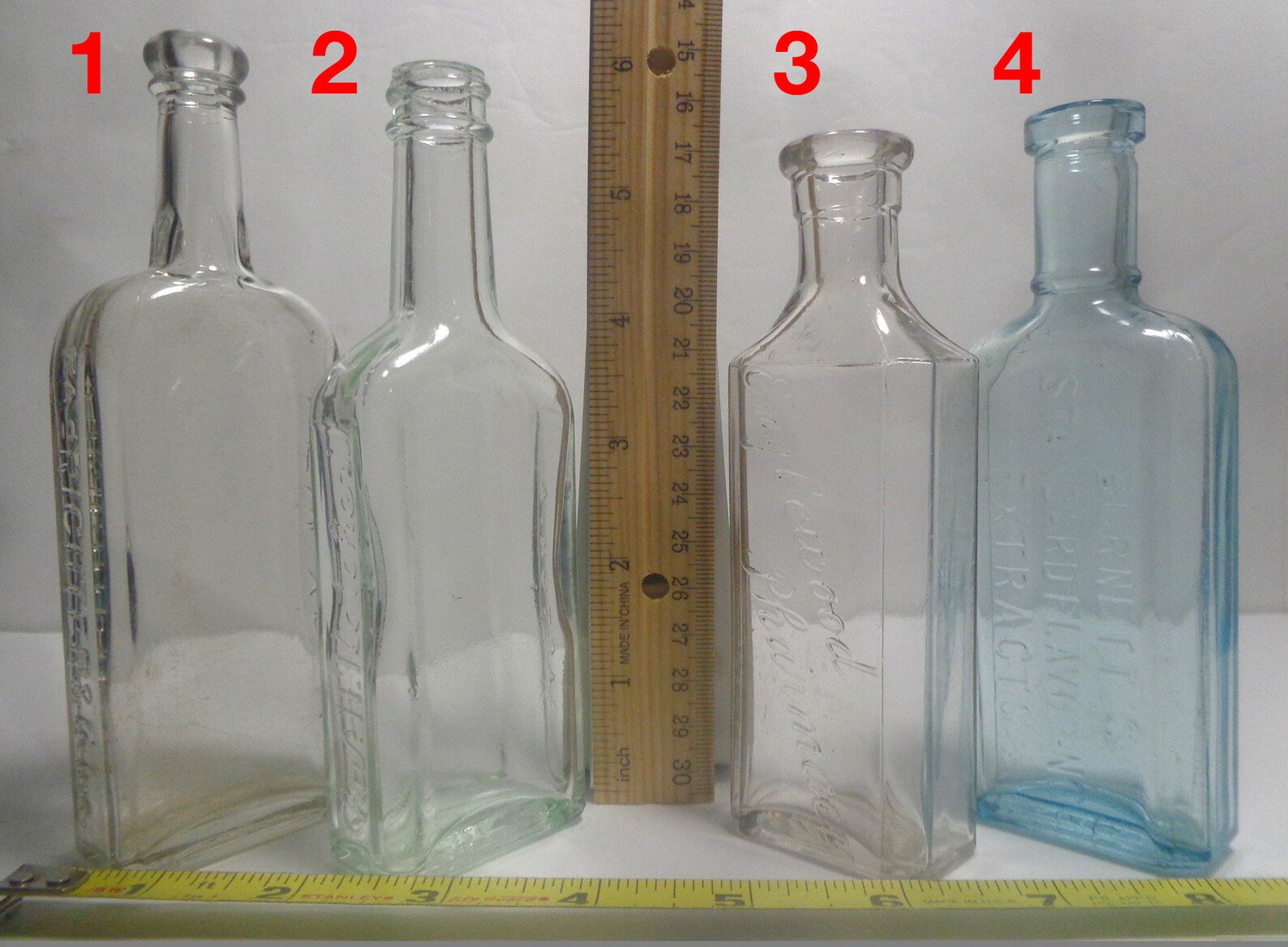 Four Antique Long Neck Bottles with Embossed Lettering Etsy