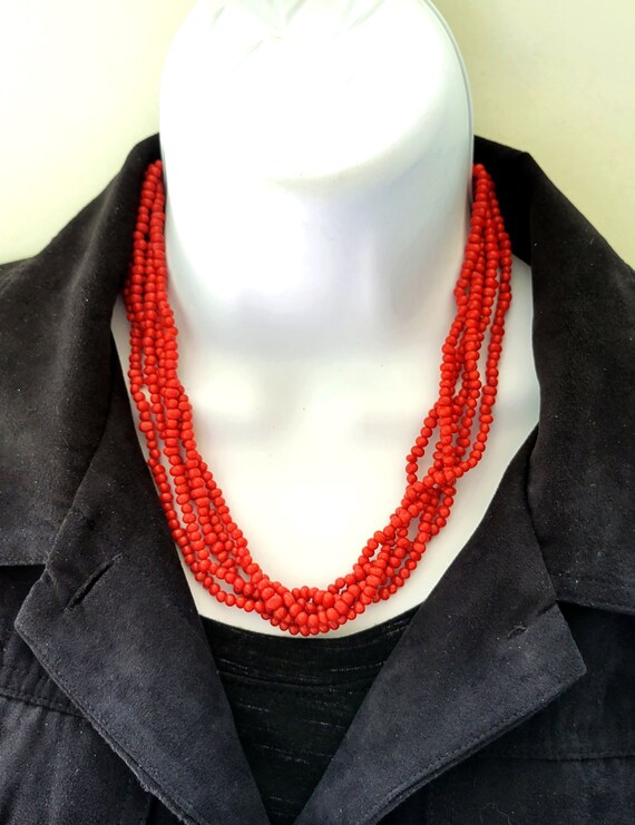 Vintage Mediterranean Coral and Silver Necklace - image 1