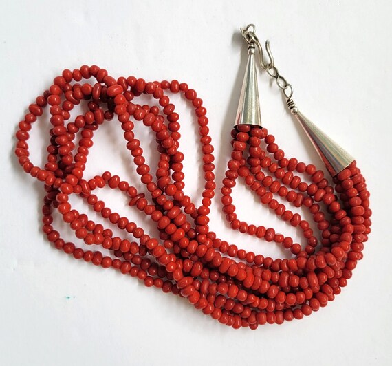 Vintage Mediterranean Coral and Silver Necklace - image 2