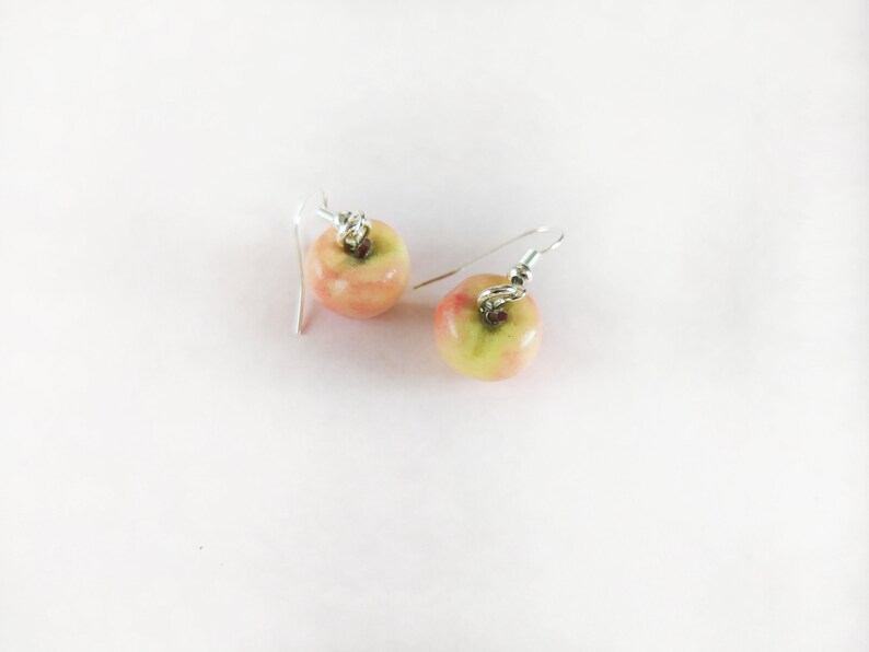 Food earrings Quirky earrings Plant earrings Polymer clay earrings Unique earrings Funny apple earrings Cool earrings