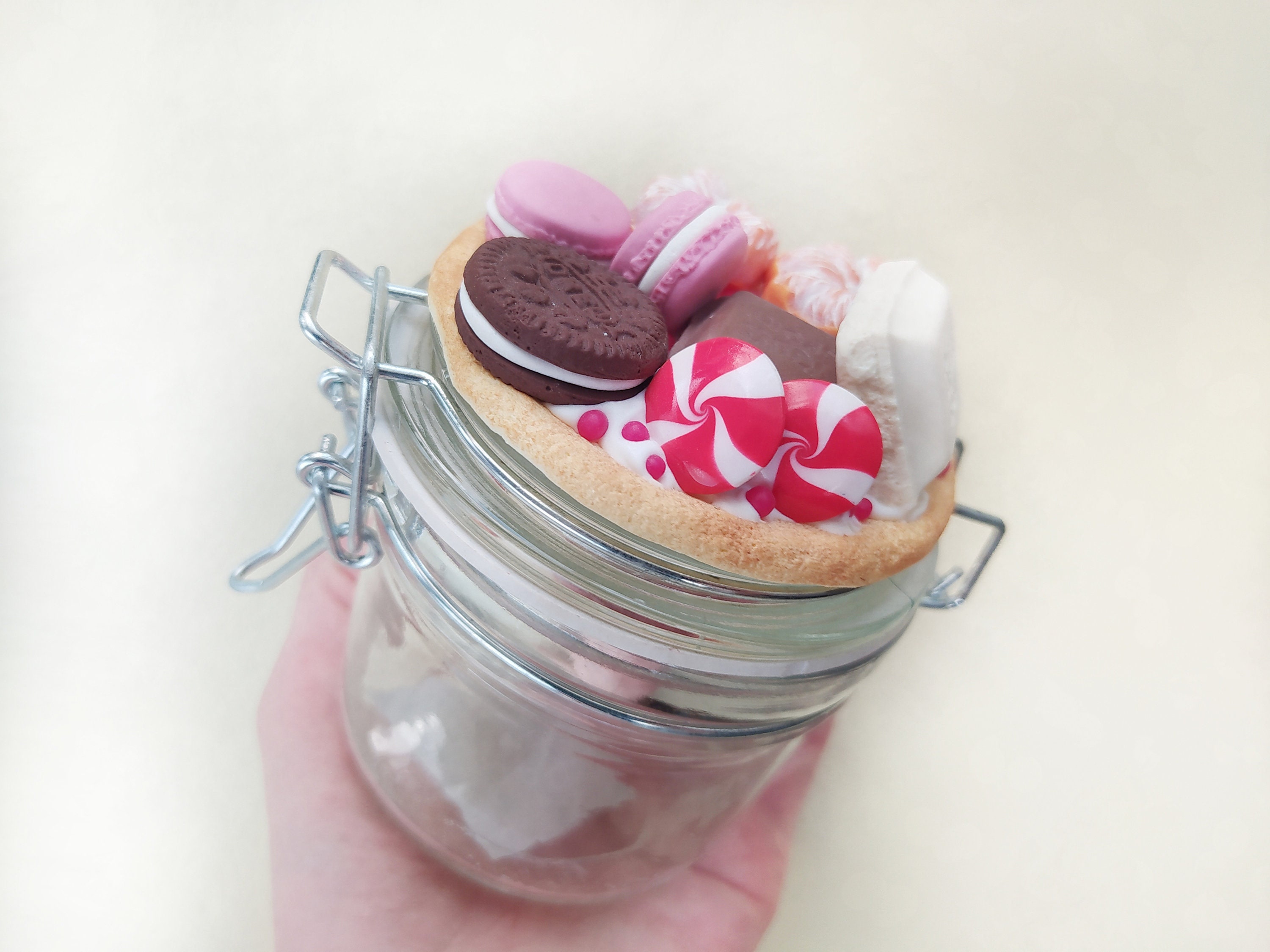 Сandy Christmas jar. Mason jar with polymer clay decor. C Etsy