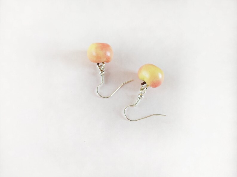 Food earrings Quirky earrings Plant earrings Polymer clay earrings Unique earrings Funny apple earrings Cool earrings