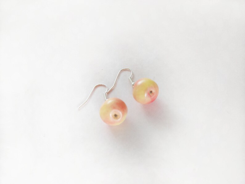 Food earrings Quirky earrings Plant earrings Polymer clay earrings Unique earrings Funny apple earrings Cool earrings