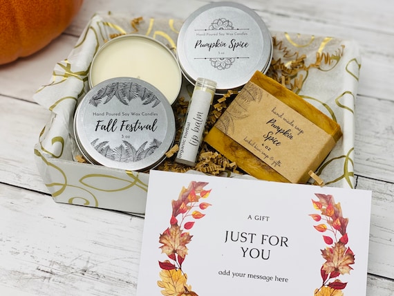 Fall Gift Box/ Fall Candle Set  Handmade Thanksgiving Gift