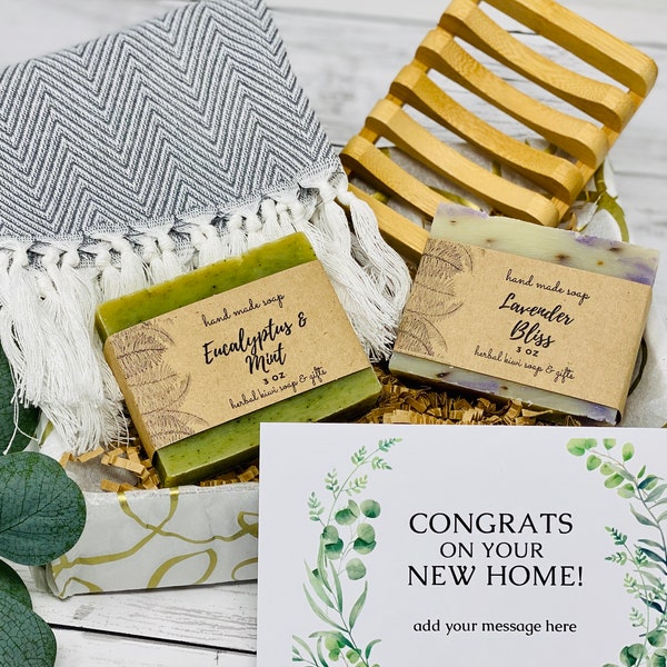 Housewarming New Home Gift Set (Handmade, Natural, Personalized Gift, Couples Gift, Self Care Kit, Relaxation, Soap Gift Box, Gift Baskets)