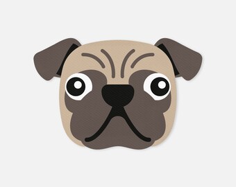 Pug Face SVG, Cricut Cut File, Puppy Dog Die Cuts
