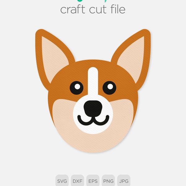 Corgi Face SVG, SVG files for Cricut, Cricut SVG, Cricut Maker, Cricut template, Cut file, Silhouette svg, Puppy svg, Dog svg, Corgi svg