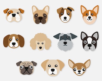 Dog Faces SVG Cut File Bundle, Cricut & Silhouette (Digital Download)