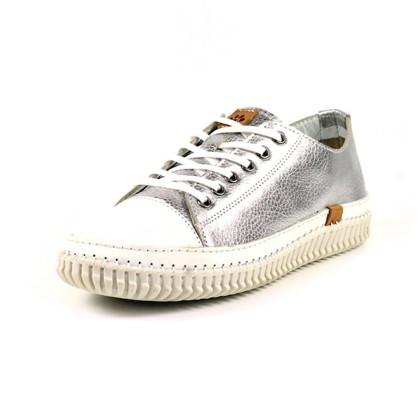 LazyDogz Metallic Leather Lace Up Starlet Trainer