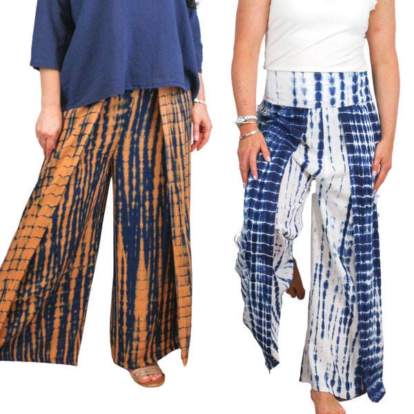 Tuscan Trousers, Wide Leg Tie Dye Trousers, Panelled Trousers, Boho Trousers