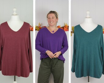 More Colours - Soft knit V Neck Women's one size jumper - Made in Italy